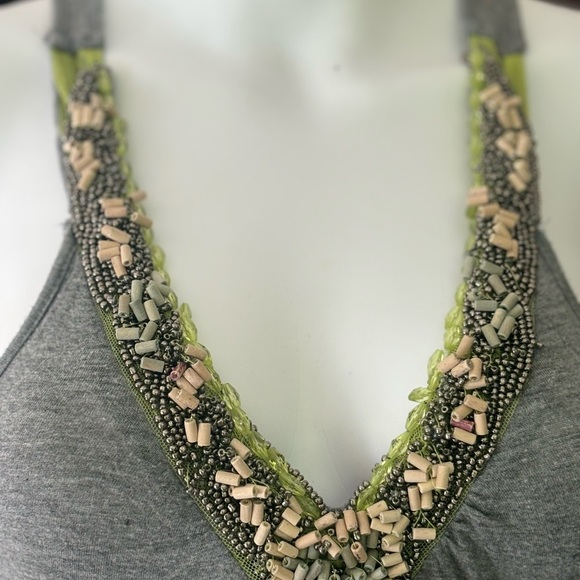 Romeo & Juliet Couture Gray Maxi Dress with Embellished V-Neck - Picture 8 of 9